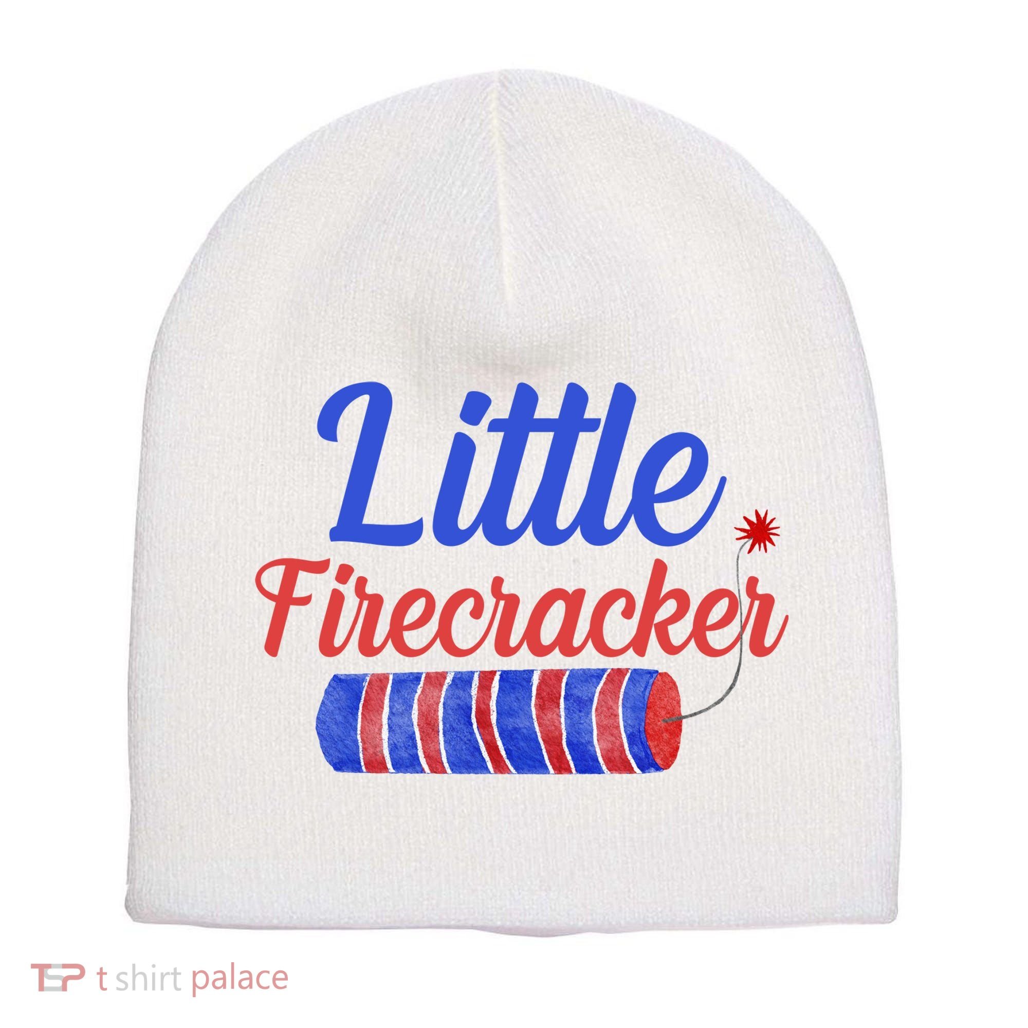 Little Firecracker Funny 4th Of July Short Acrylic Beanie