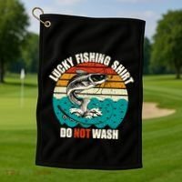Lucky Fishing Funny Catfish Golf Towel thumb 1