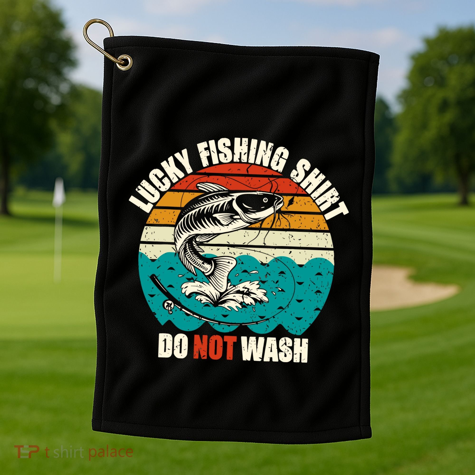 Lucky Fishing Funny Catfish Golf Towel