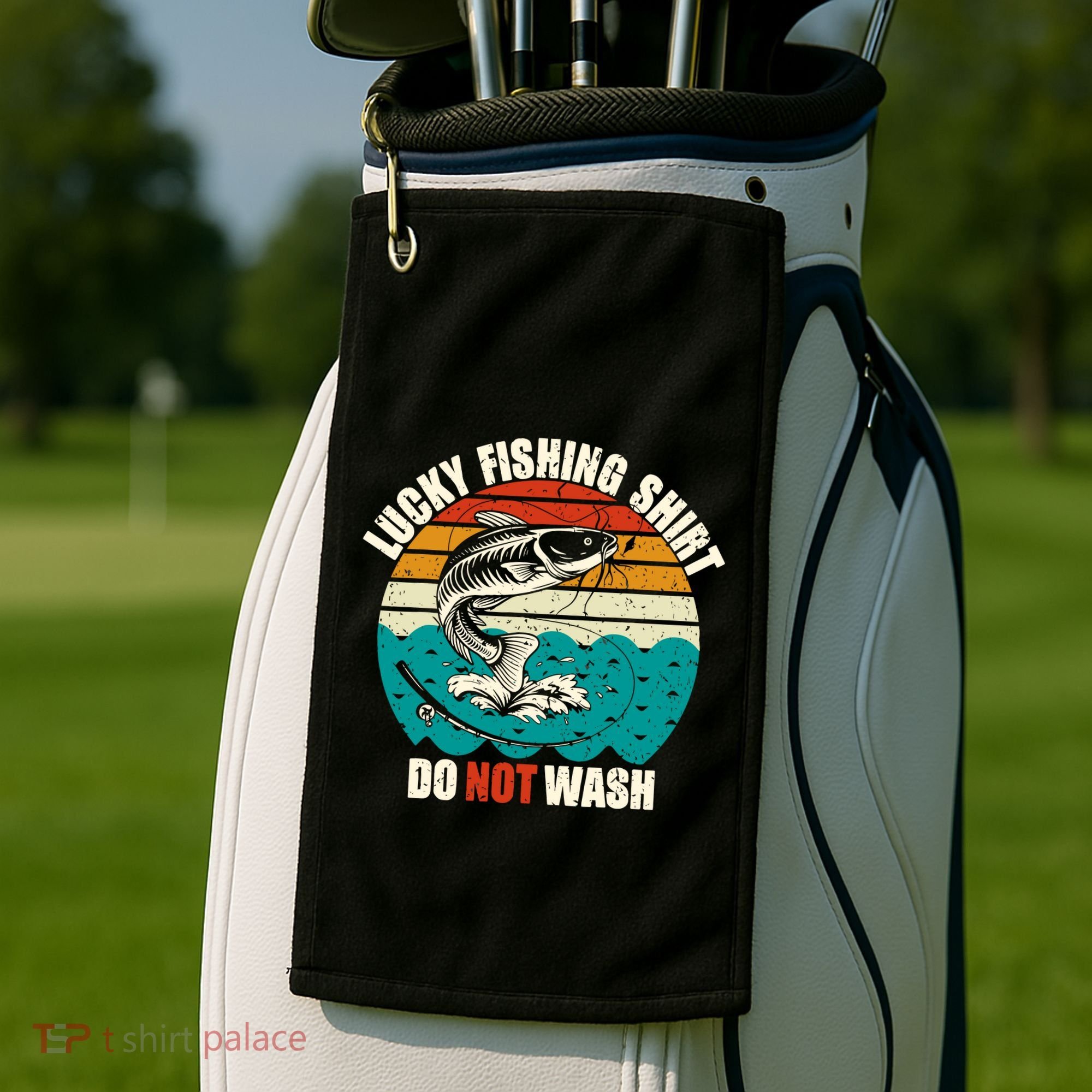 Lucky Fishing Funny Catfish Golf Towel
