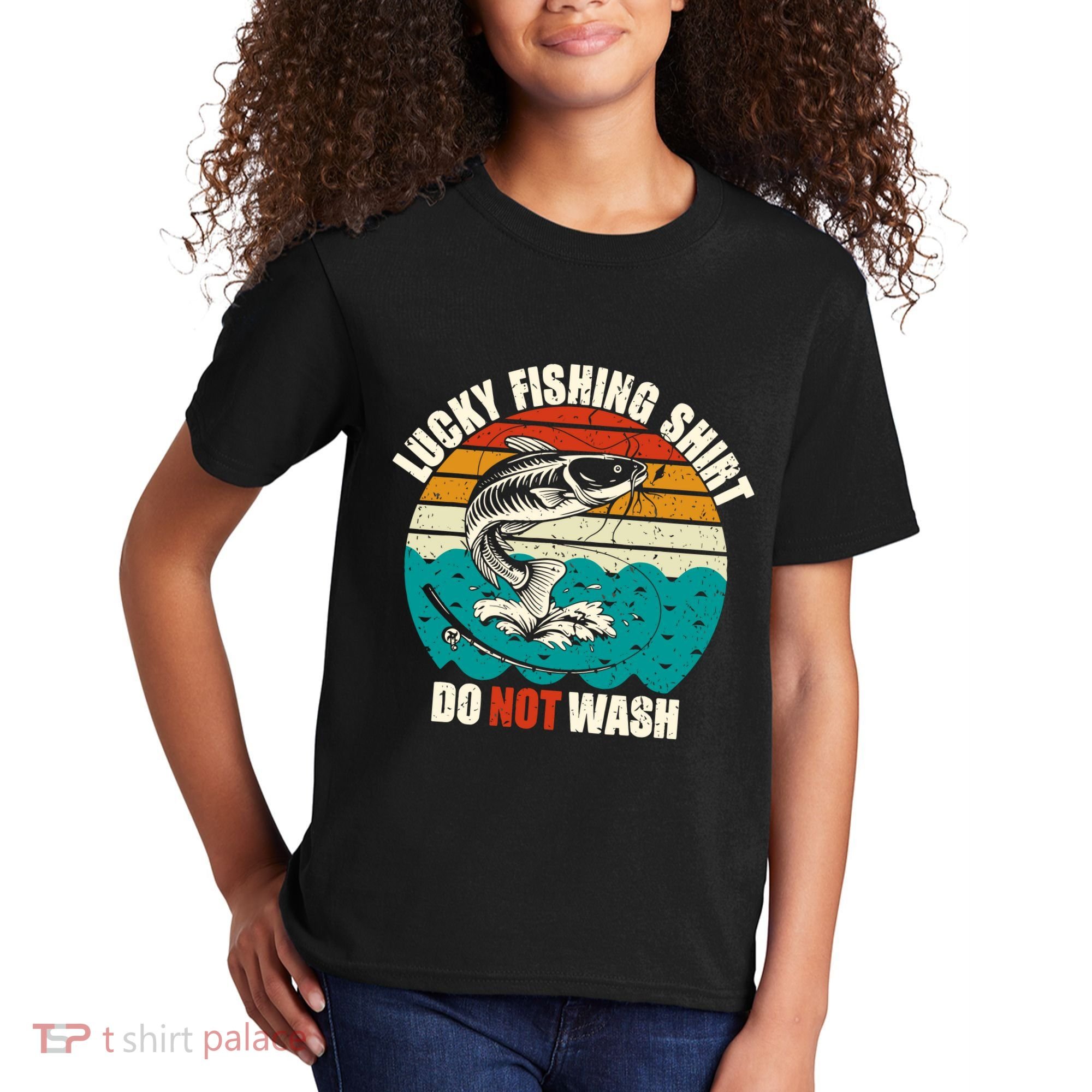 Lucky Fishing Funny Catfish Kids T-Shirt