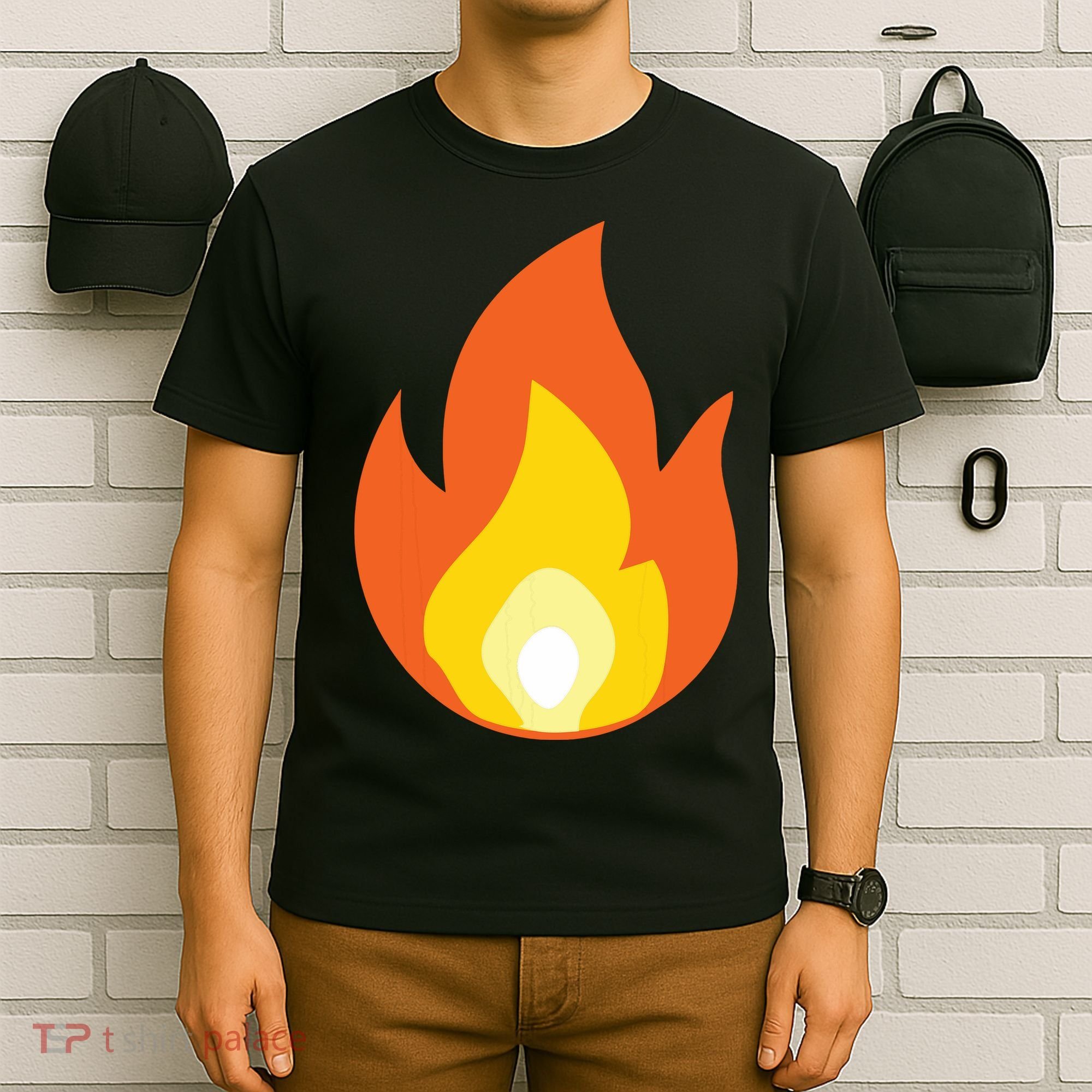 Lit Fire Flame Hot Burning Beach T-Shirt