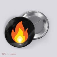 Lit Fire Flame Hot Burning Beach Button thumb 0