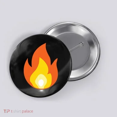Lit Fire Flame Hot Burning Beach Button