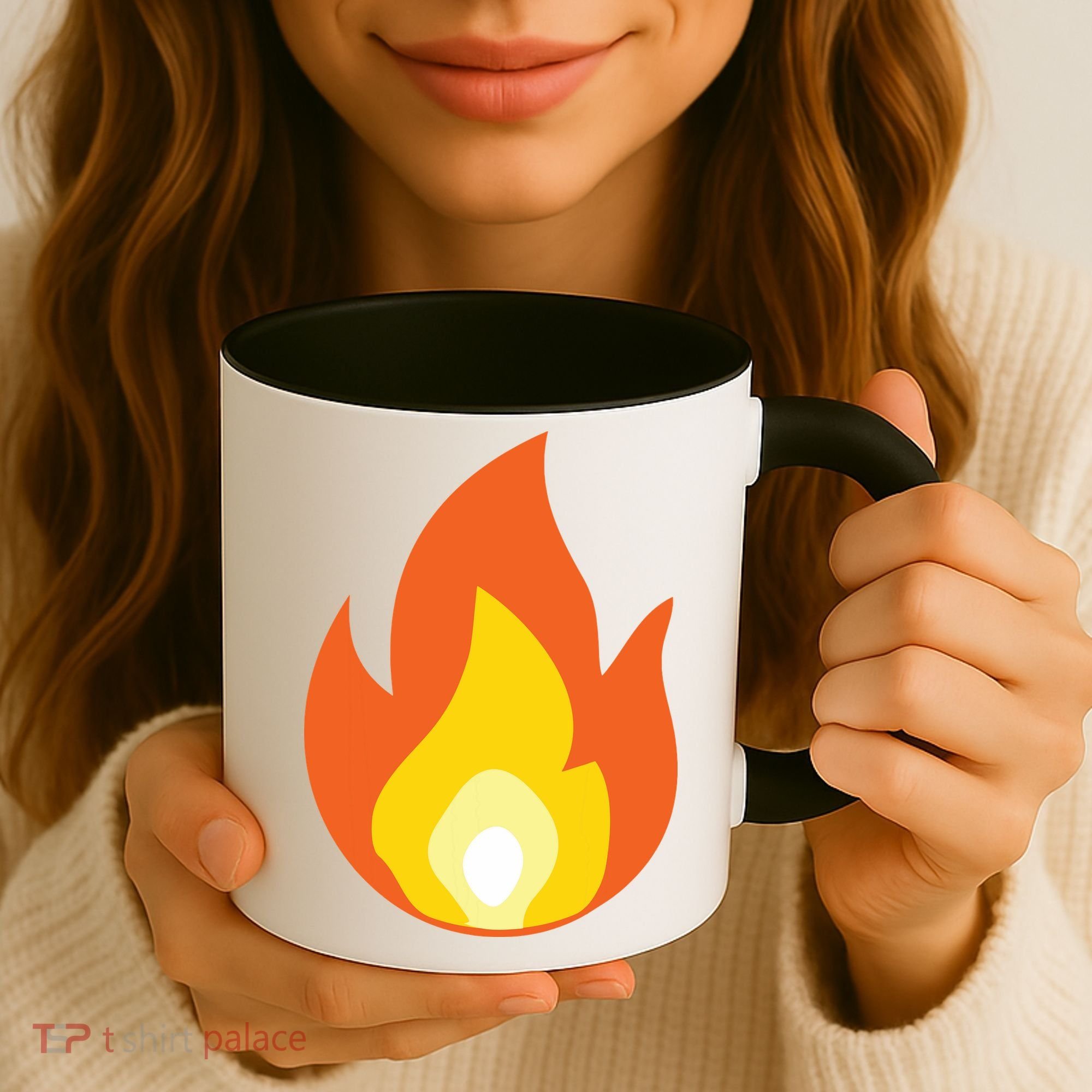 Lit Fire Flame Hot Burning Beach Coffee Mug