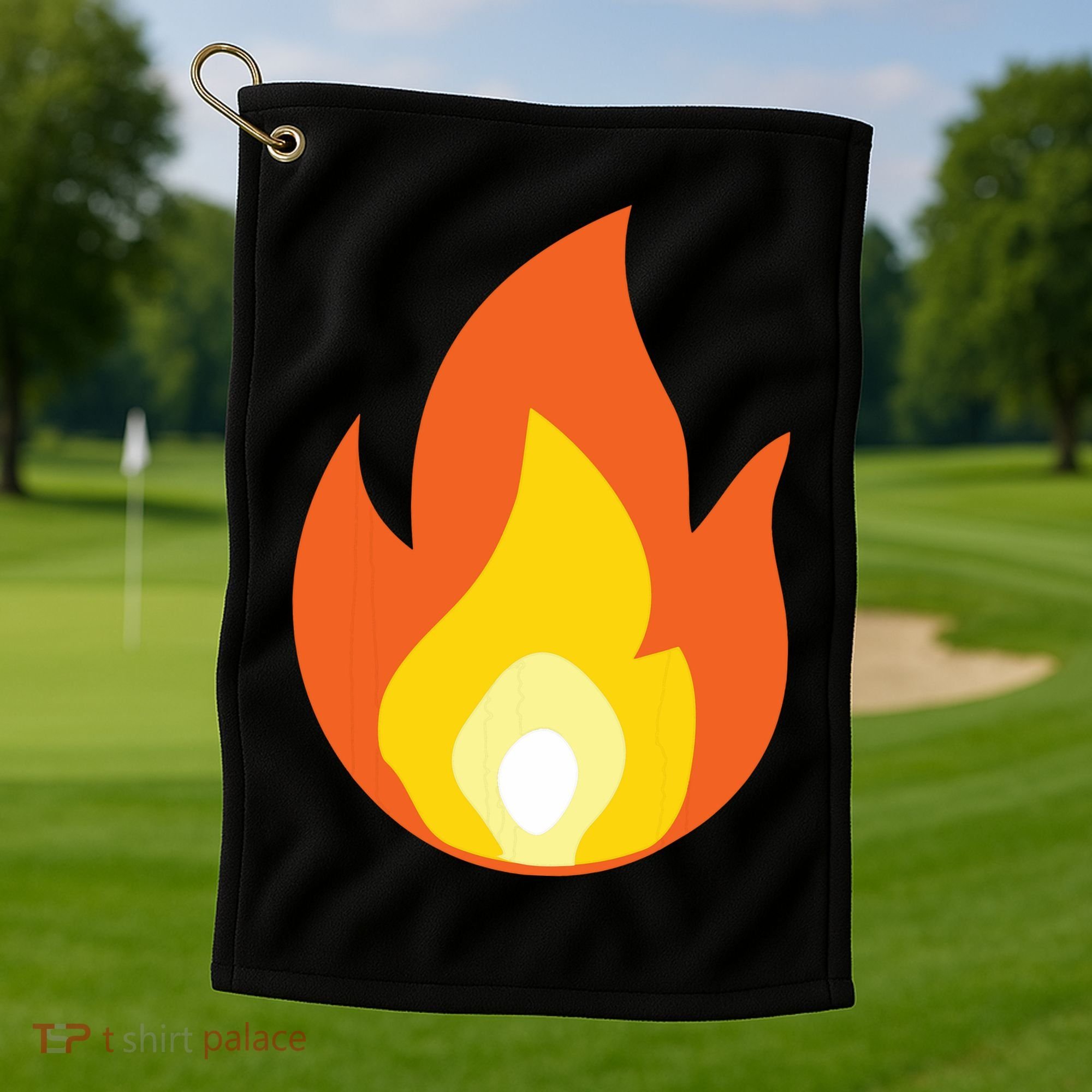 Lit Fire Flame Hot Burning Beach Golf Towel
