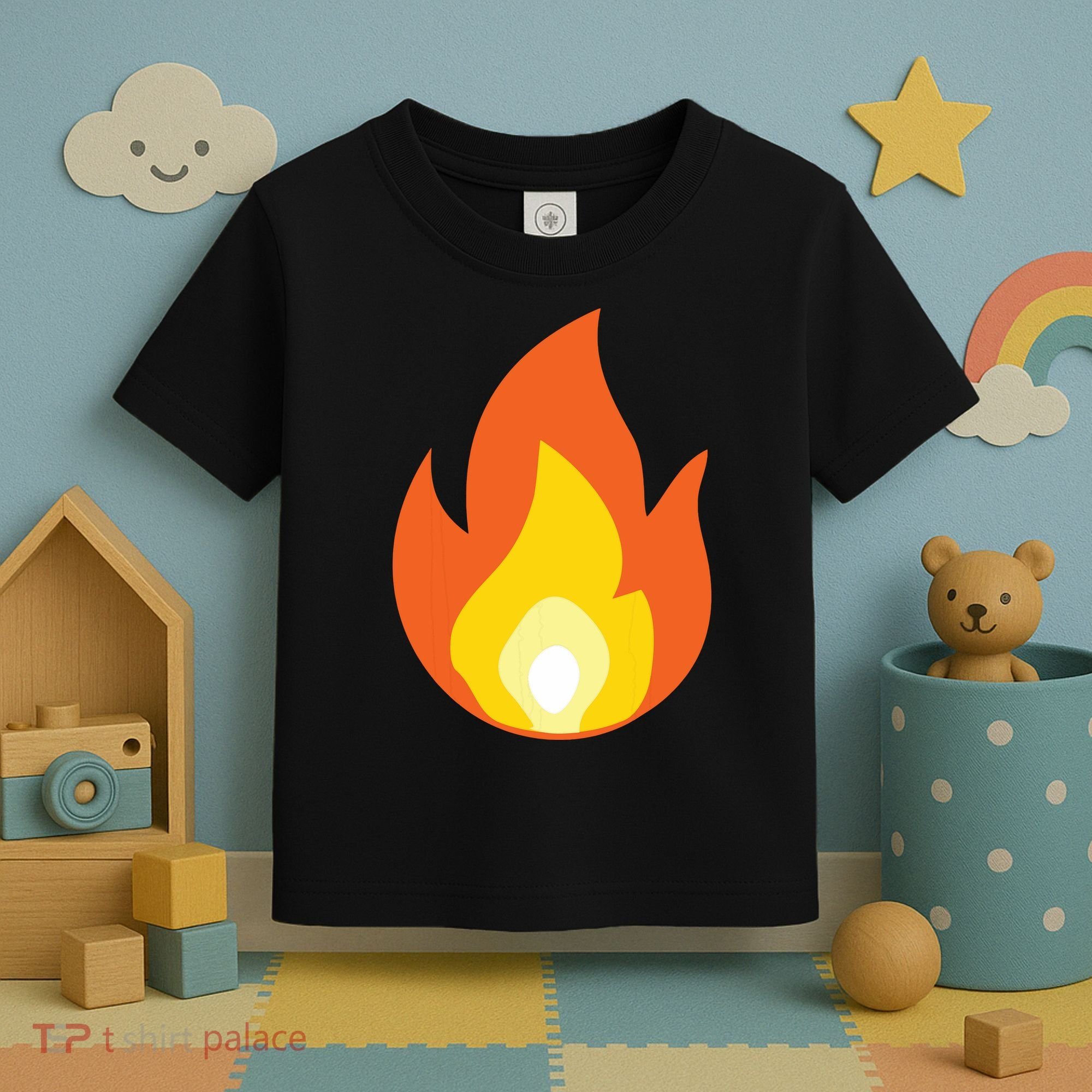 Lit Fire Flame Hot Burning Beach Toddler T-Shirt
