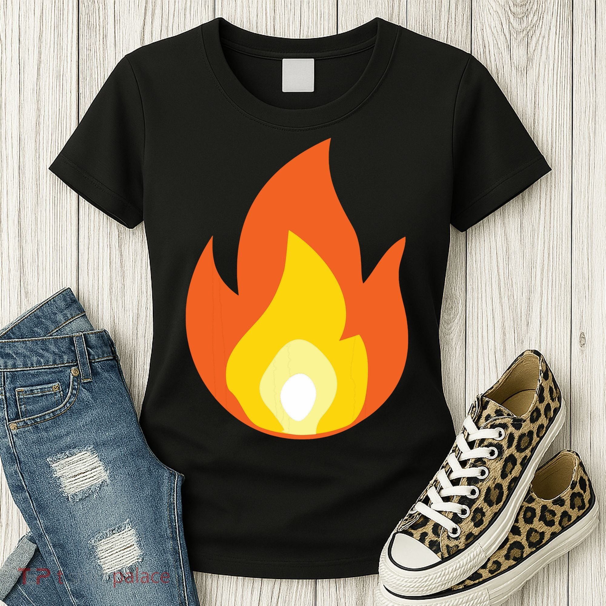 Lit Fire Flame Hot Burning Beach Women's T-Shirt