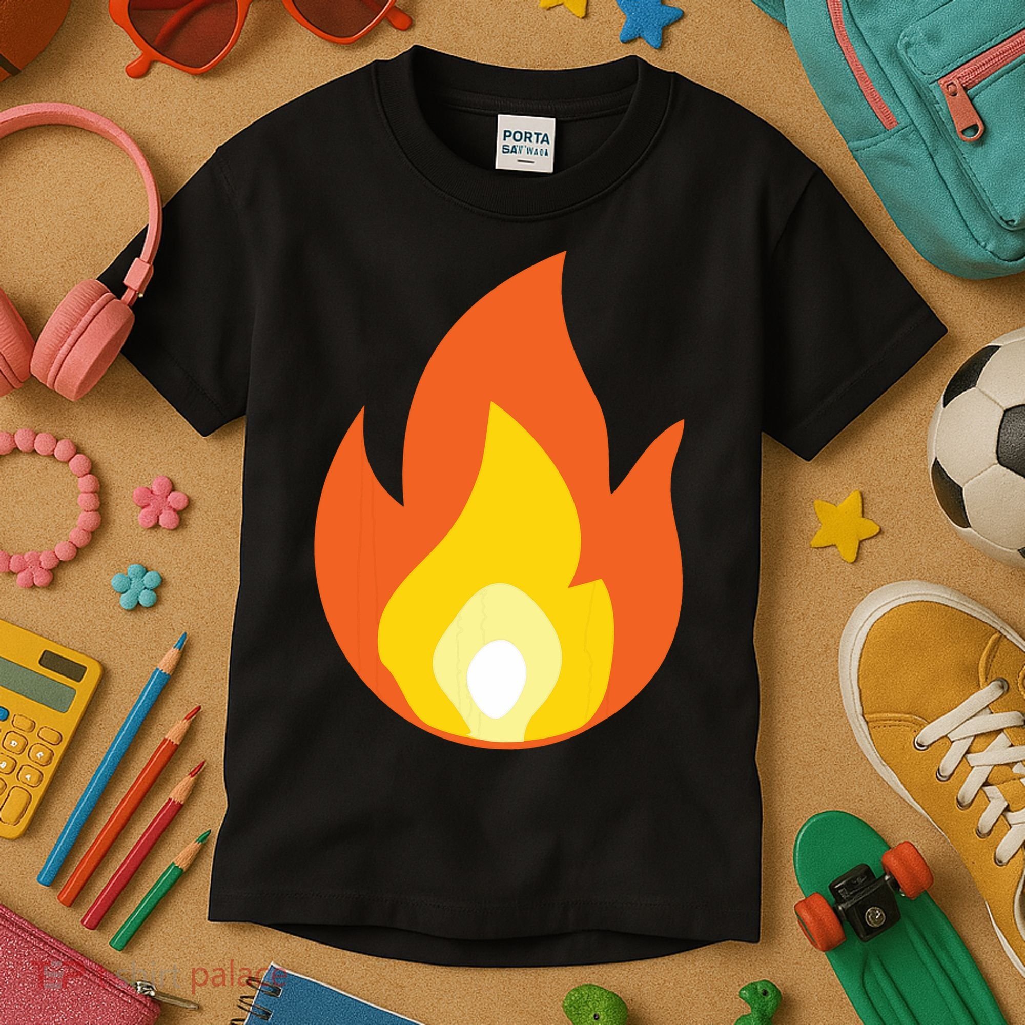 Lit Fire Flame Hot Burning Beach Kids T-Shirt