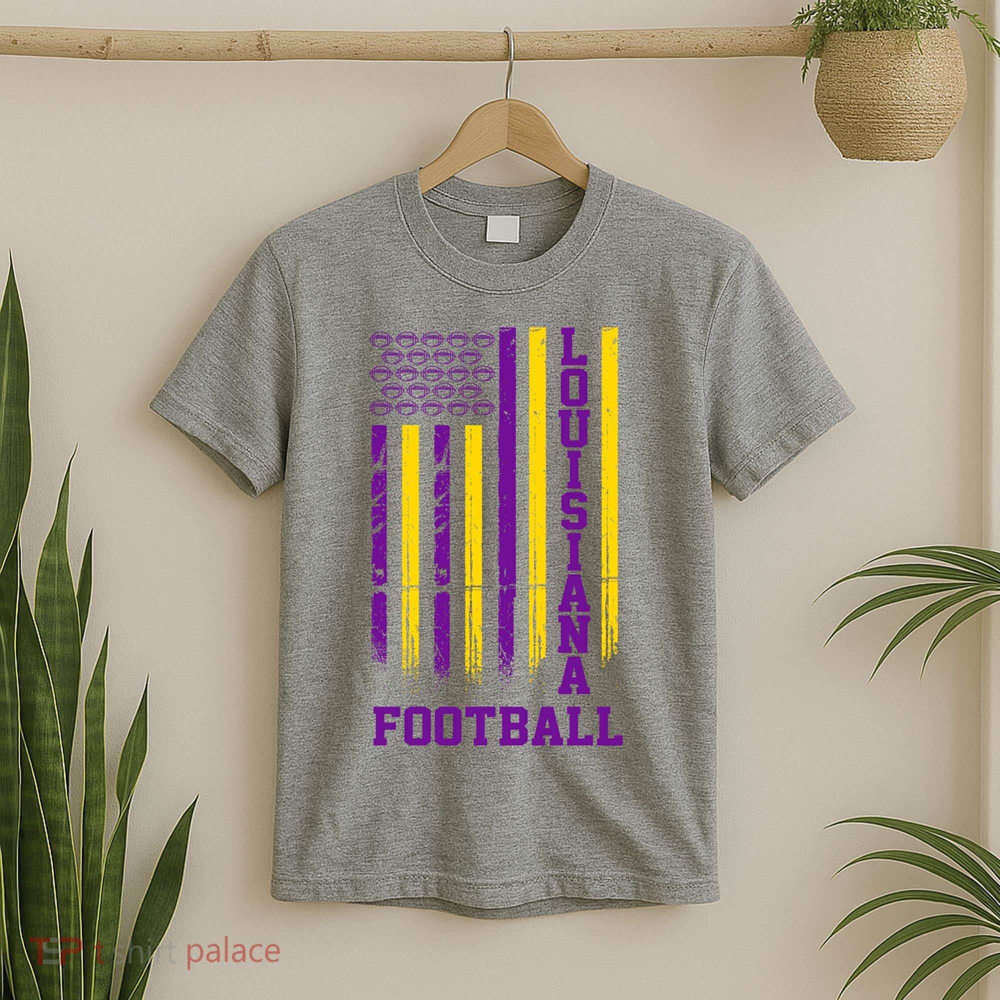 Louisiana Football Fan American Flag T-Shirt