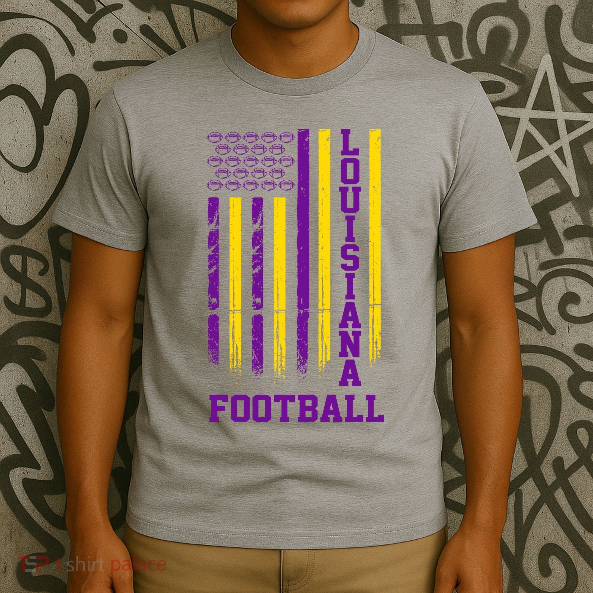 Louisiana Football Fan American Flag T-Shirt