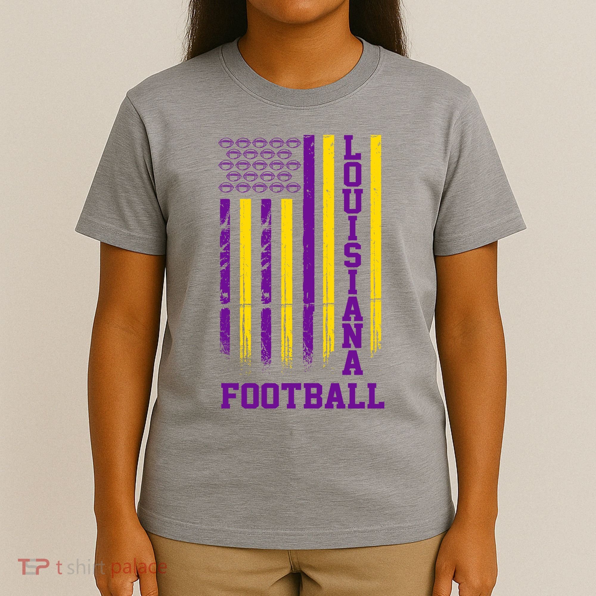 Louisiana Football Fan American Flag T-Shirt