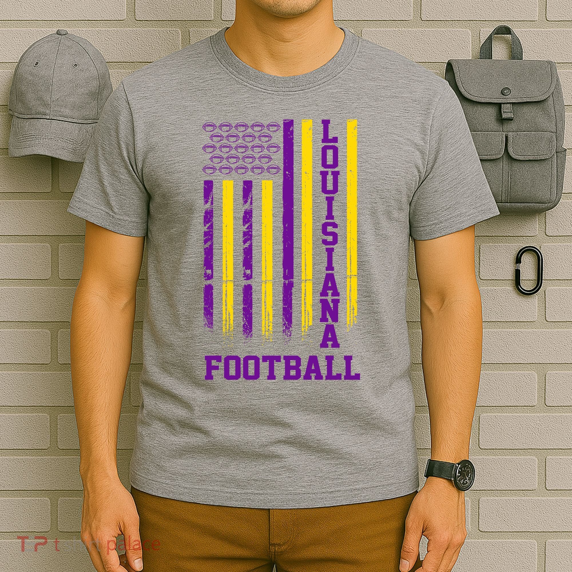 Louisiana Football Fan American Flag T-Shirt