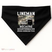 Lineman Football Gift Patriotic American Flag Camouflage USA-Made Doggie Bandana thumb 0