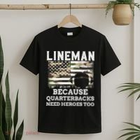 Lineman Football Gift Patriotic American Flag Camouflage T-Shirt thumb 2
