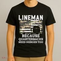 Lineman Football Gift Patriotic American Flag Camouflage T-Shirt thumb 3