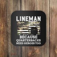 Lineman Football Gift Patriotic American Flag Camouflage Coaster thumb 0