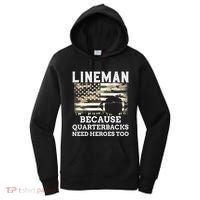 Lineman Football Gift Patriotic American Flag Camouflage Women's Hoodie thumb 0
