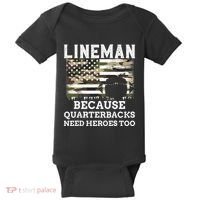 Lineman Football Gift Patriotic American Flag Camouflage Baby Bodysuit thumb 0