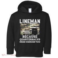 Lineman Football Gift Patriotic American Flag Camouflage Toddler Hoodie thumb 0