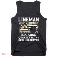 Lineman Football Gift Patriotic American Flag Camouflage Tank Top thumb 0