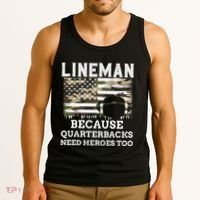 Lineman Football Gift Patriotic American Flag Camouflage Tank Top thumb 3