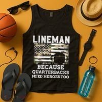 Lineman Football Gift Patriotic American Flag Camouflage Tank Top thumb 4