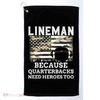 Lineman Football Gift Patriotic American Flag Camouflage Golf Towel thumb 0