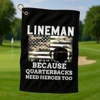 Lineman Football Gift Patriotic American Flag Camouflage Golf Towel thumb 1