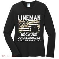 Lineman Football Gift Patriotic American Flag Camouflage Women's Long Sleeve Shirt thumb 0