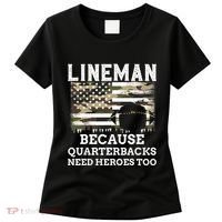 Lineman Football Gift Patriotic American Flag Camouflage Women's T-Shirt thumb 0
