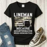 Lineman Football Gift Patriotic American Flag Camouflage Women's T-Shirt thumb 3