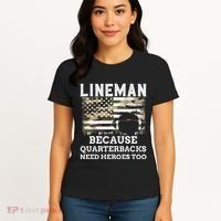 Lineman Football Gift Patriotic American Flag Camouflage Women's T-Shirt thumb 4