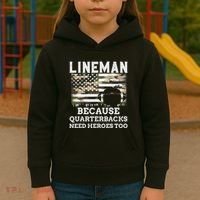 Lineman Football Gift Patriotic American Flag Camouflage Kids Hoodie thumb 3