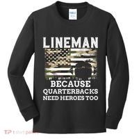 Lineman Football Gift Patriotic American Flag Camouflage Kids Long Sleeve Shirt thumb 0