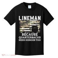 Lineman Football Gift Patriotic American Flag Camouflage Kids T-Shirt thumb 0