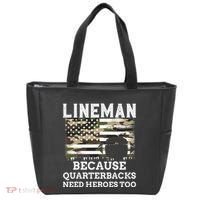 Lineman Football Gift Patriotic American Flag Camouflage Tote Bag thumb 0