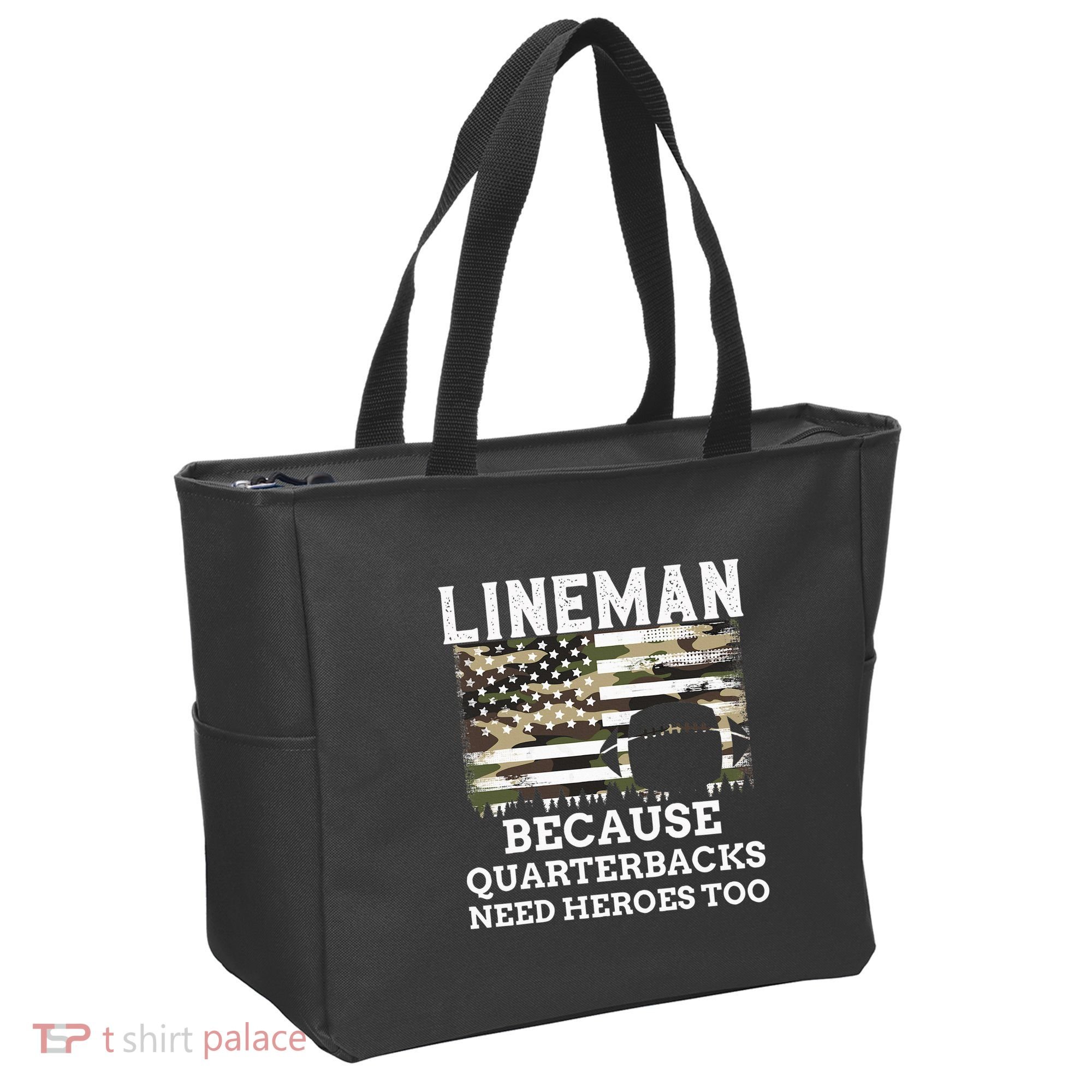 Lineman Football Gift Patriotic American Flag Camouflage Tote Bag
