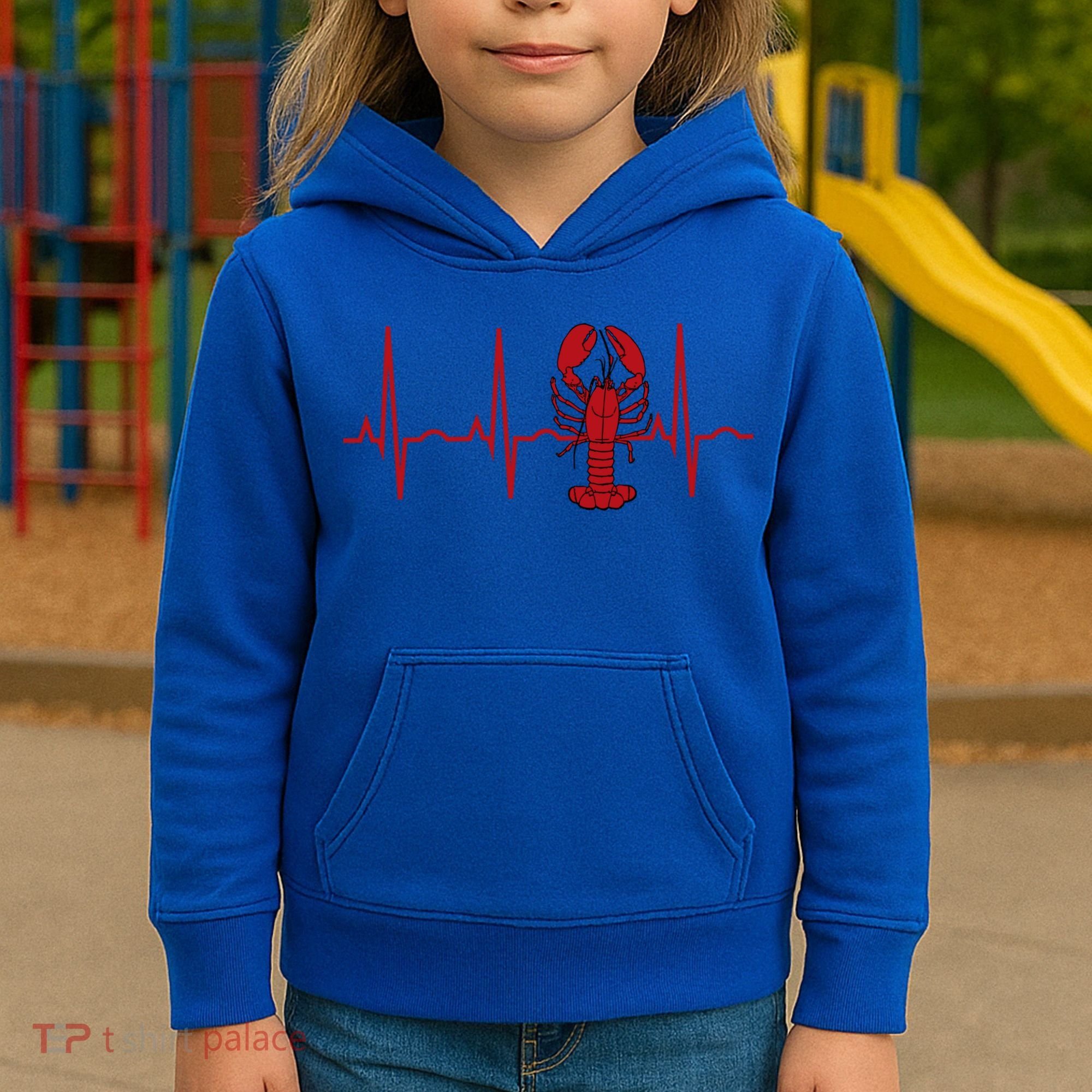 Lobster Funny Gift Lobster Heartbeat Hooded Gift Gift Kids Hoodie