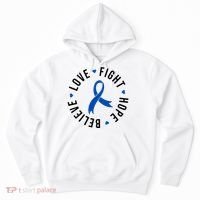 Love Fight Hope And Believe Colon Cancer Awareness Hoodie thumb 0