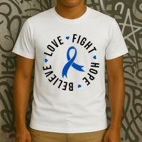 Love Fight Hope And Believe Colon Cancer Awareness T-Shirt thumb 3
