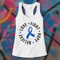 Love Fight Hope And Believe Colon Cancer Awareness Women's Tank Top thumb 3