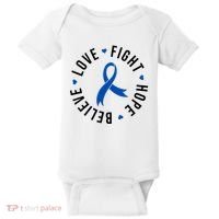 Love Fight Hope And Believe Colon Cancer Awareness Baby Bodysuit thumb 0