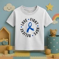 Love Fight Hope And Believe Colon Cancer Awareness Toddler T-Shirt thumb 3