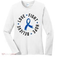 Love Fight Hope And Believe Colon Cancer Awareness Women's Long Sleeve Shirt thumb 0