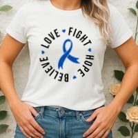 Love Fight Hope And Believe Colon Cancer Awareness Women's T-Shirt thumb 2