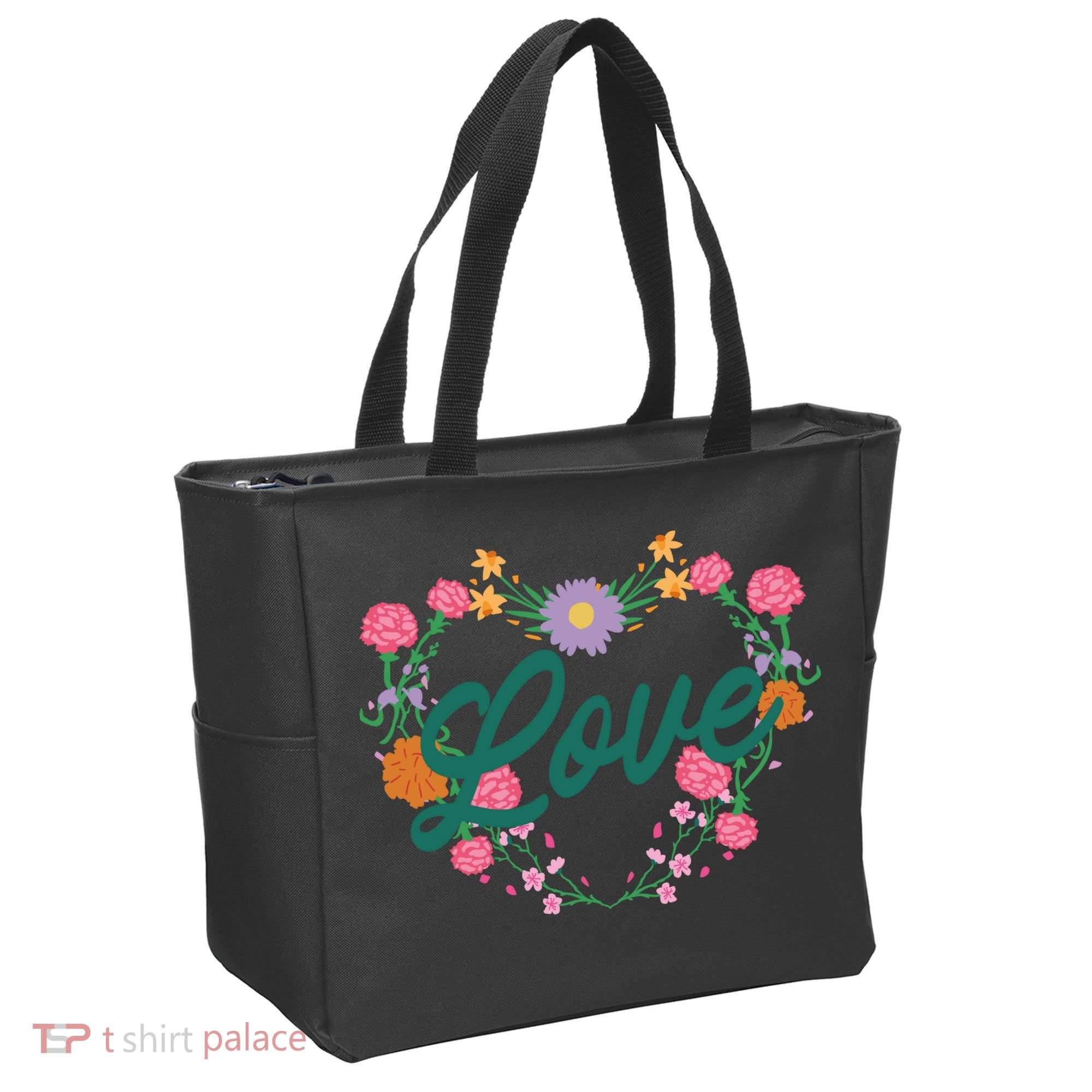 Love Floral Heart Tote Bag