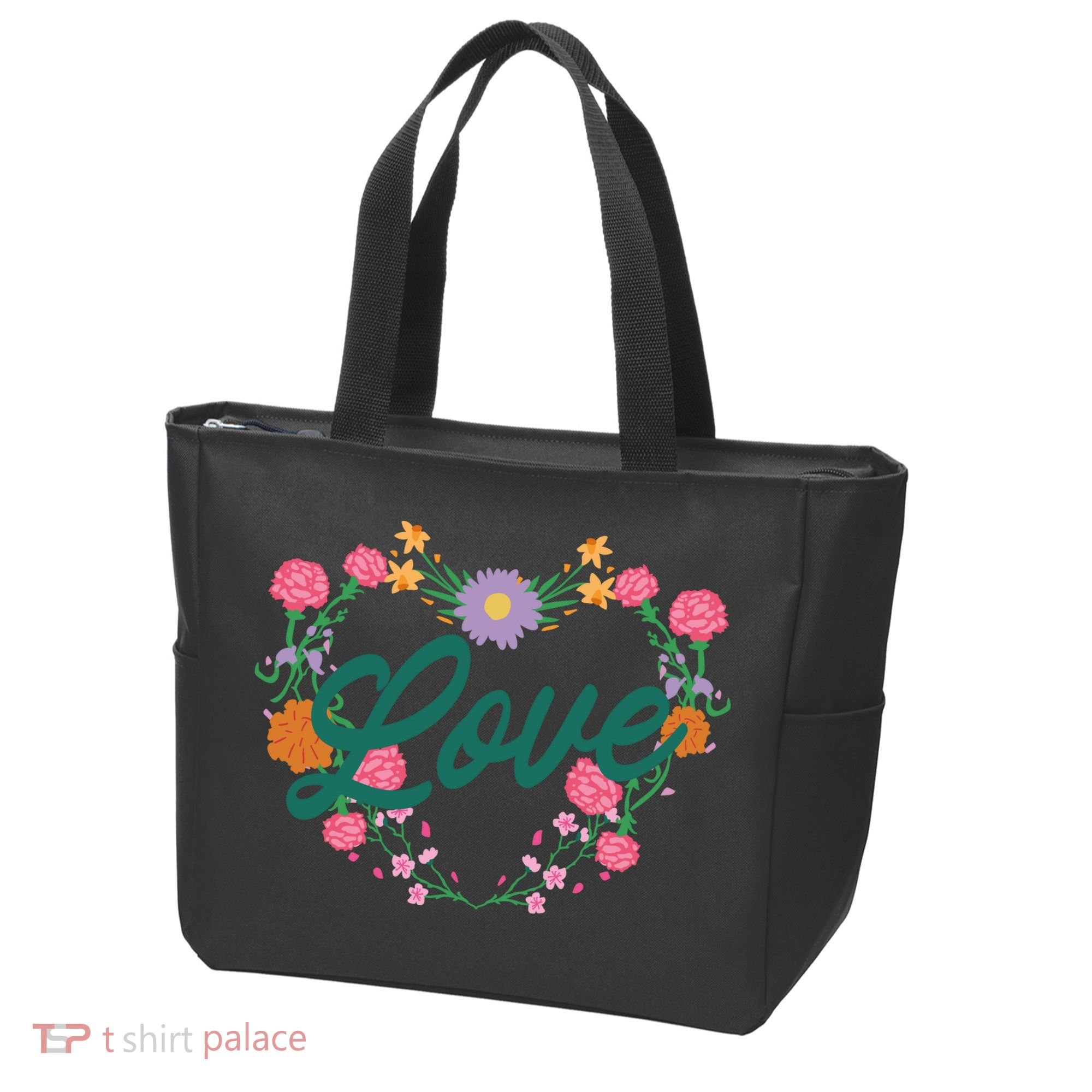 Love Floral Heart Tote Bag