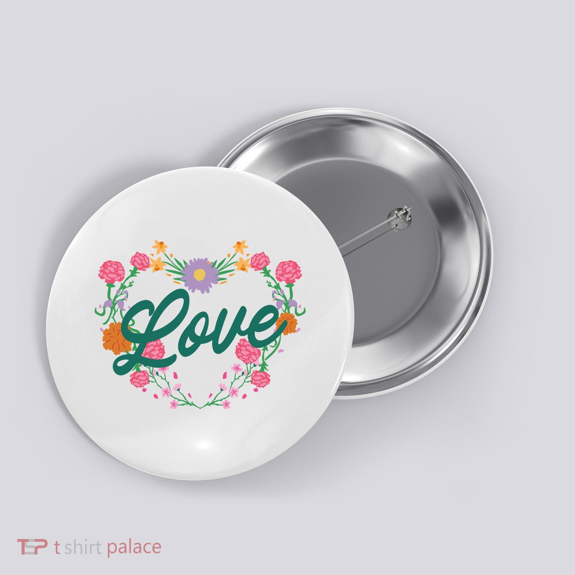 Love Floral Heart Button