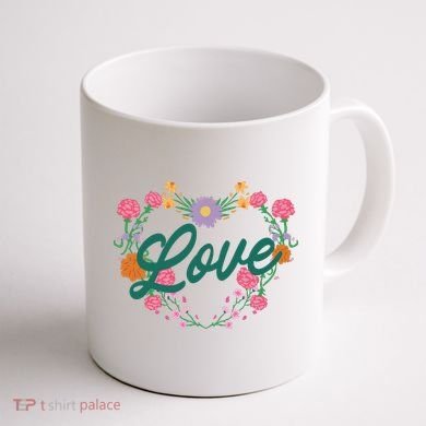 Love Floral Heart Coffee Mug back